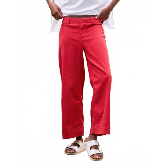 NEW FRANK & EILEEN wexford wide-leg linen pant in double decker red